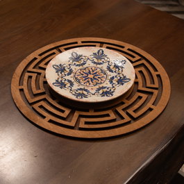 Hermia Labyrinth Salvamanteles de Madera, Juego de 6 Piezas, Nogal
